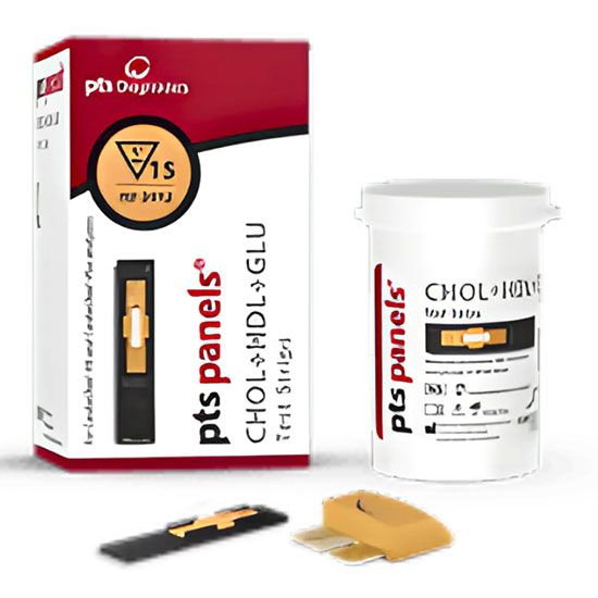 Picture of CHOL+HDL+GLU test strips